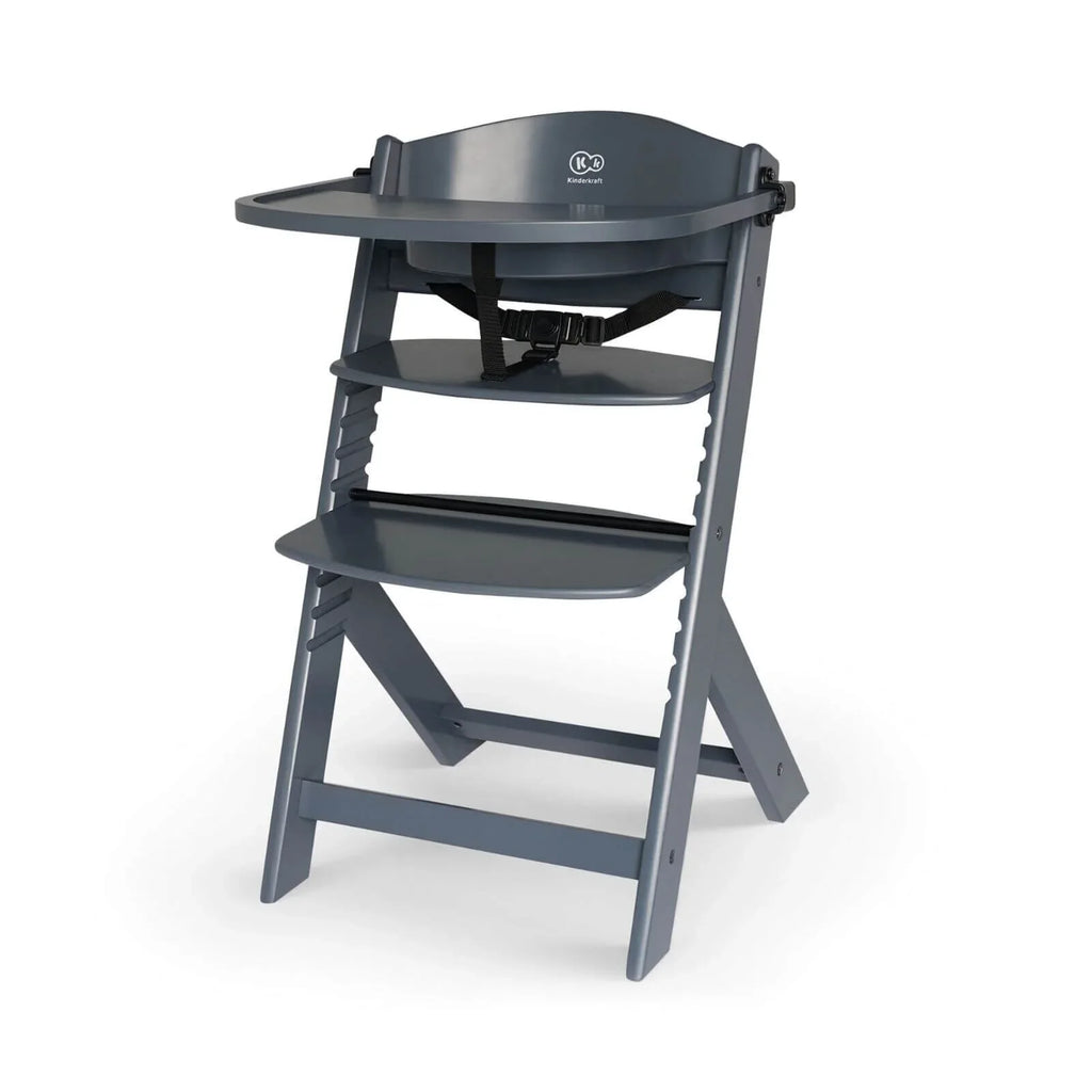 Kinderkraft Enock Wooden Highchair - Full Grey - TOYFACTORY