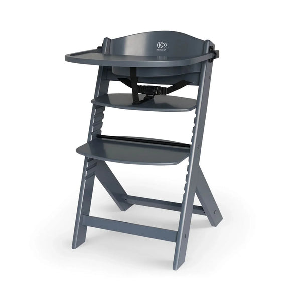 Kinderkraft Enock Wooden Highchair - Full Grey - TOYFACTORY