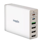 Maplin 6 Port USB Charging Station 4x USB-A / 2x USB-C 65W High Speed Charging with 1m Cable - TOYFACTORY