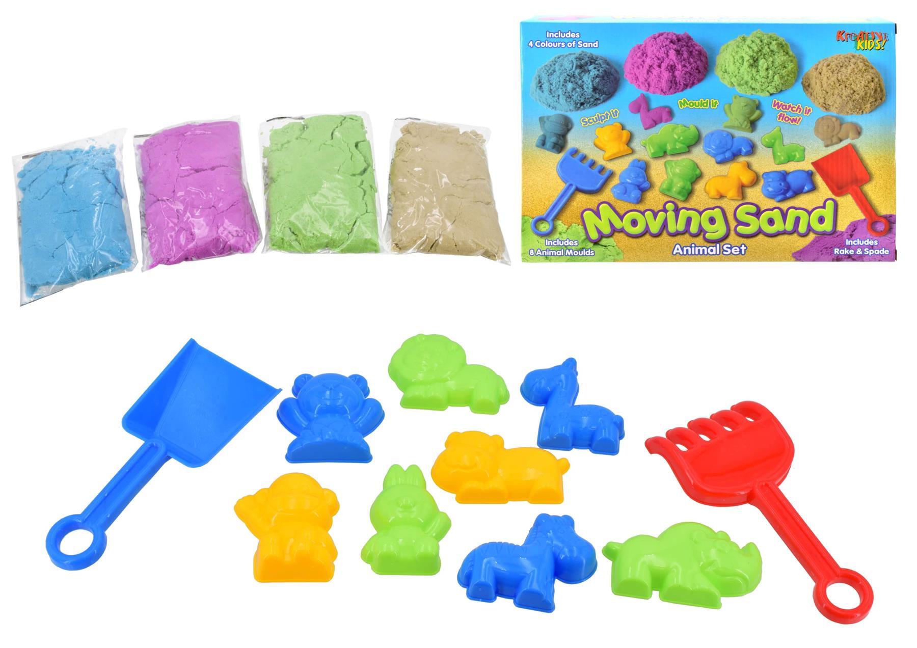 Kinetic Moving Sand Animal Set With 8 Animal Moulds - TOYFACTORY