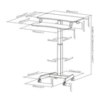 ProperAV Two Tier Mobile Desk Trolley Workstation with Gas Spring Height Adjustment - White - TOYFACTORY