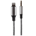 Maplin Lightning to 3.5mm Aux Stereo 3 Pole Jack Plug Braided Cable - Silver, 1m - TOYFACTORY