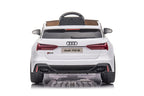 Kids riding an electric Audi RS6 sports car toy with MP4 TV feature, by Electric Ride On Cars, suitable for children.