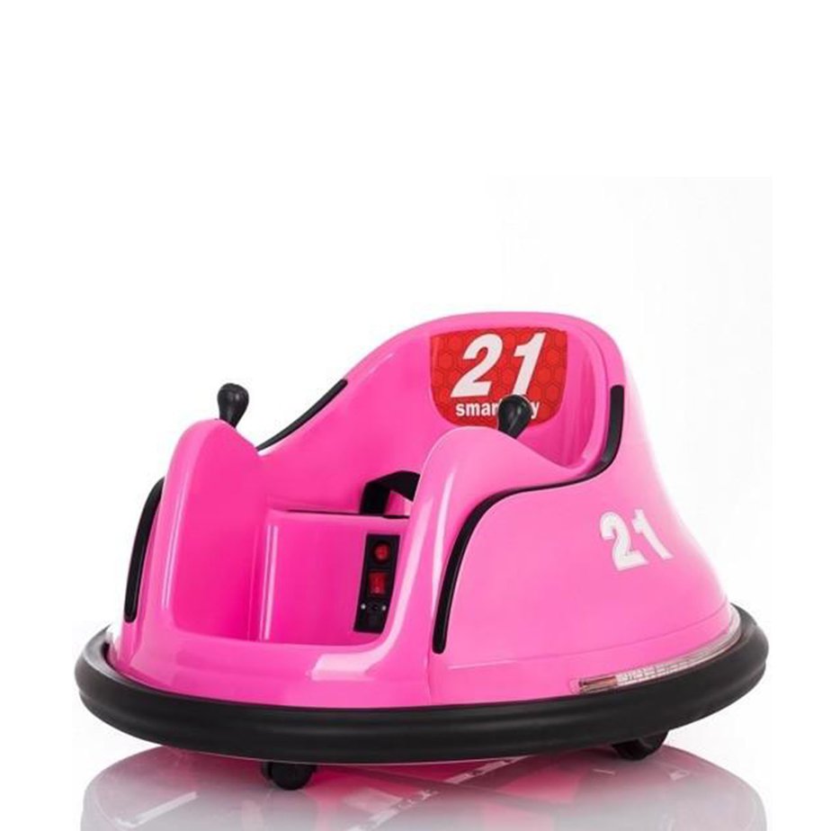 Pink kids ride on Waltzer vehicle by Electric Ride On Cars, featuring a fun spinning ride-on design for children.