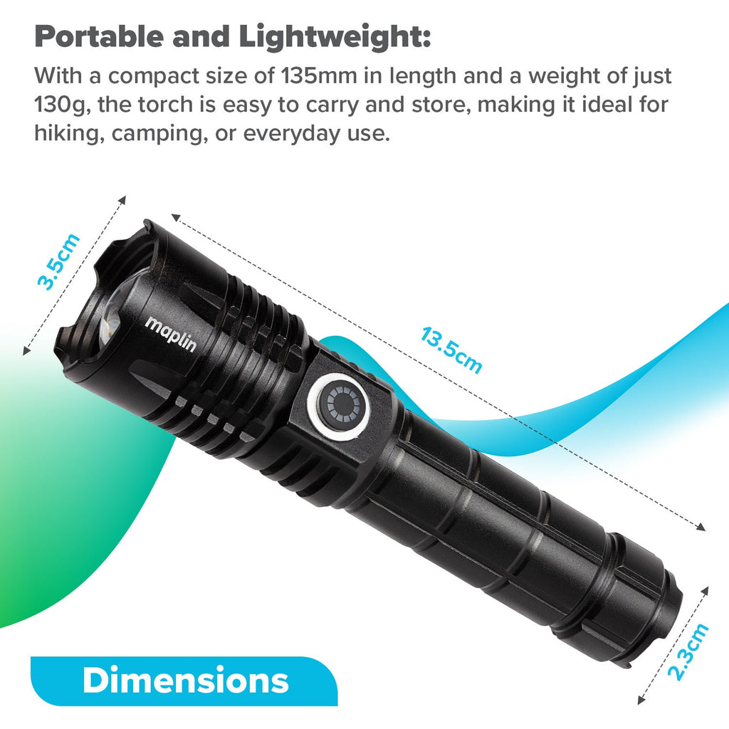 Maplin LED 600 Lumens Lithium Rechargeable Torch - TOYFACTORY