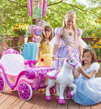 Kids Disney Princess 6v Electric Ride-on Horse & Carriage