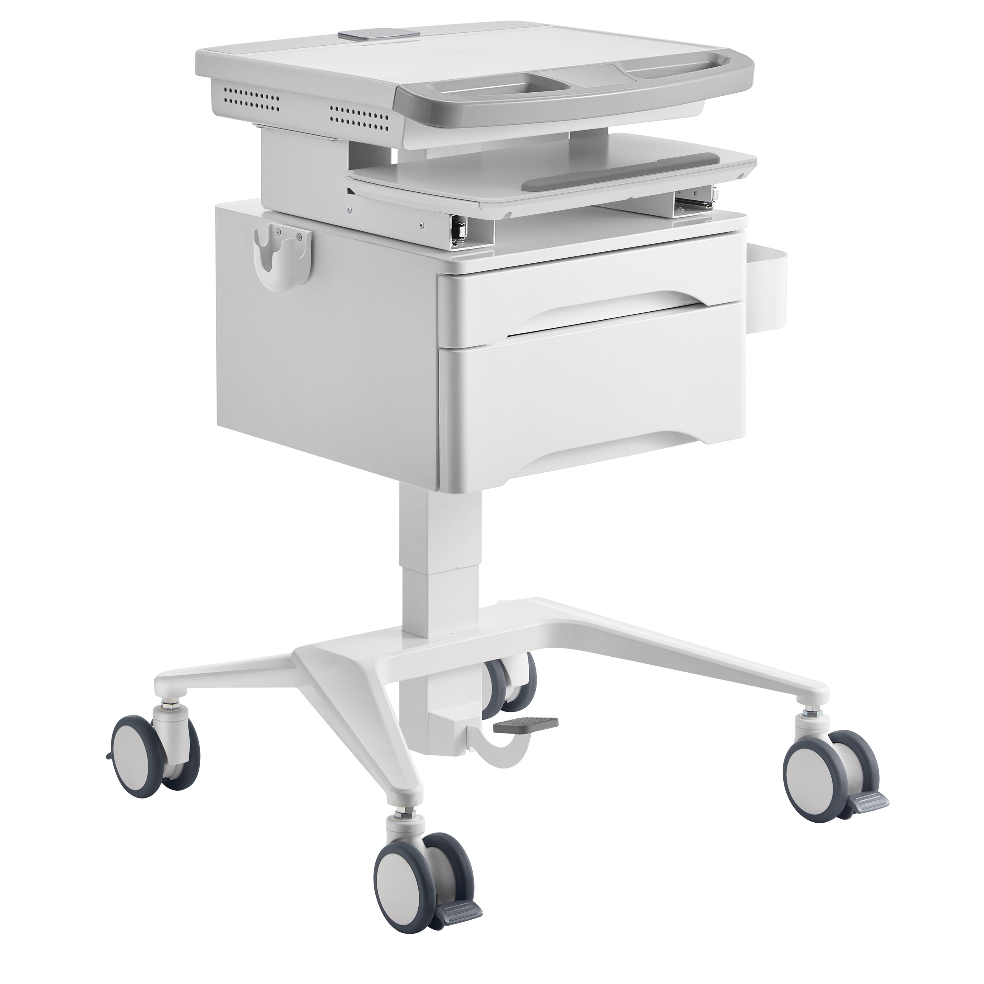 ProperAV Mobile Workstation Trolley Cart with Drawers