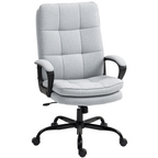 HOMCOM Fabric Office Chair, Computer Desk Chair for Home, Light Grey - TOYFACTORY