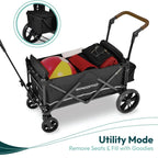 Wonderfold X2R Push & Pull Quad Stroller Wagon - Black