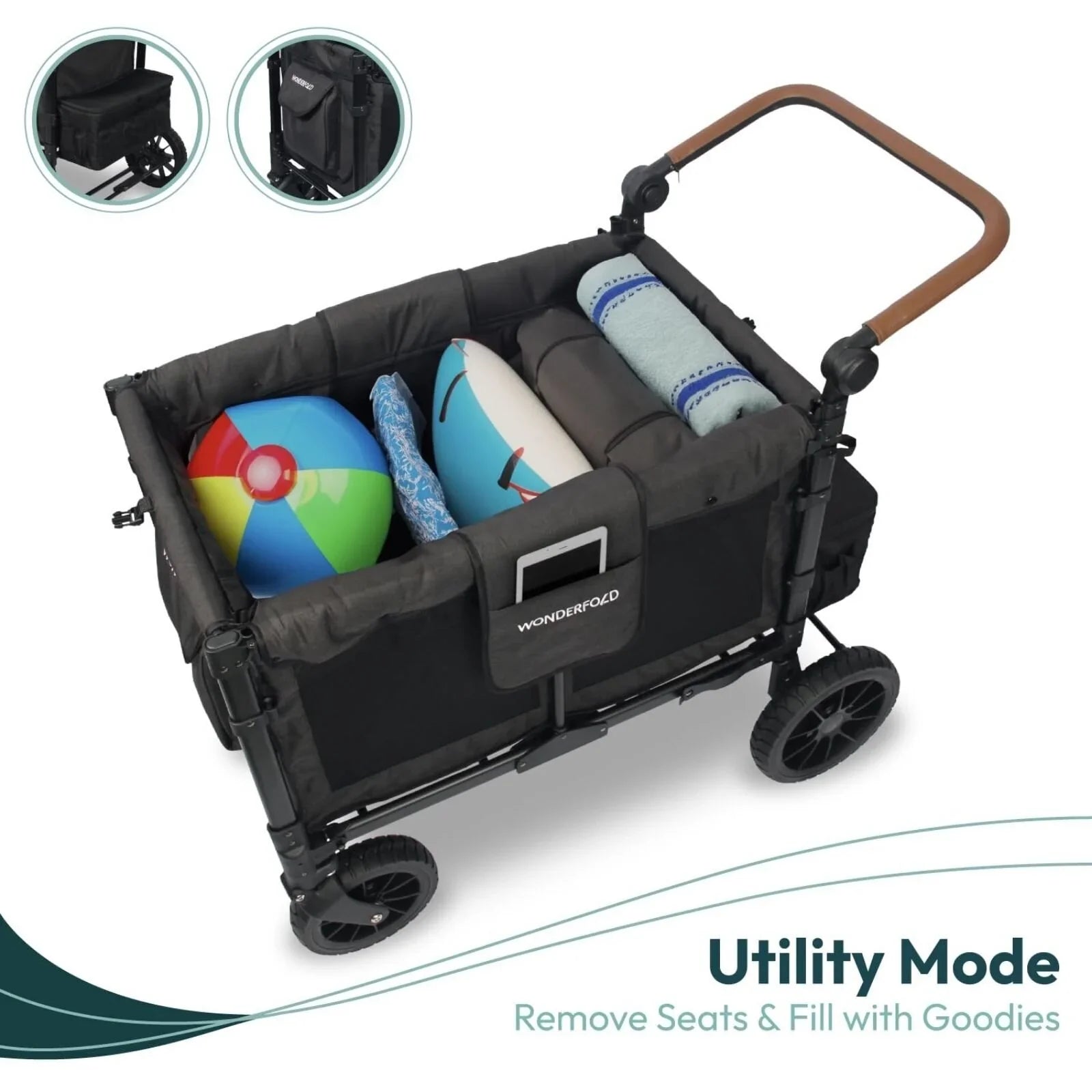 Wonderfold W4 Luxe Pro Stroller Wagon - Charcoal Grey