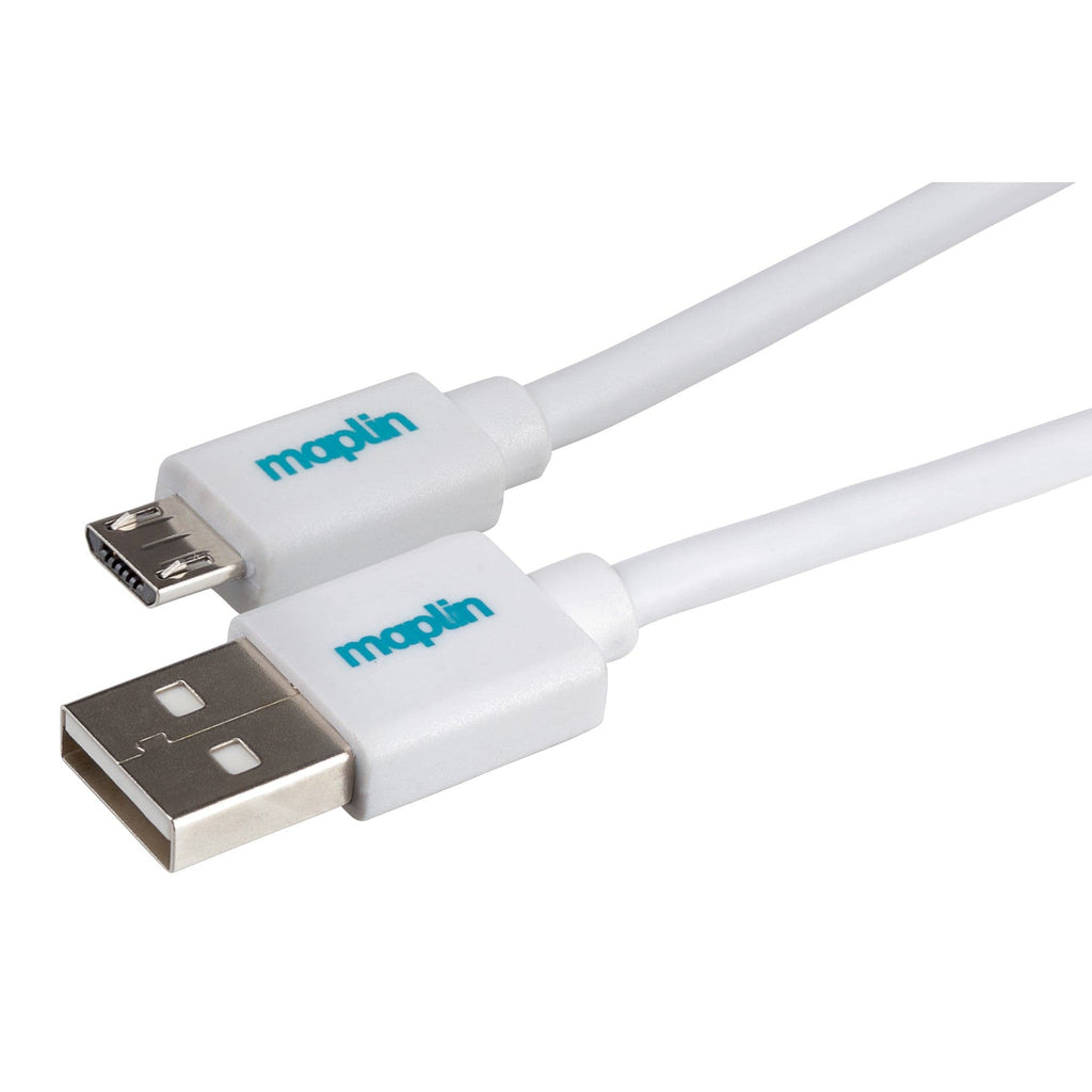 Maplin USB-A to Micro USB-B Cable - White - TOYFACTORY