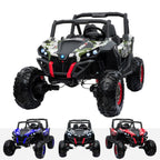 Kids ride-on electric UTV quad in red with MP4 player, 24V battery, and off-road design from Electric Ride On Cars.