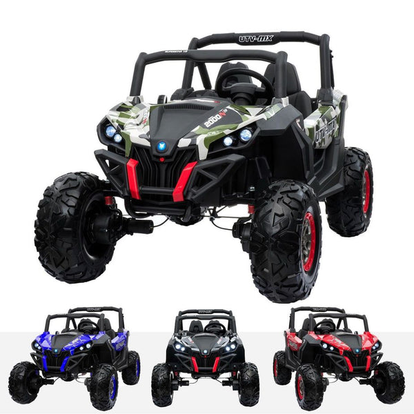 Kids ride-on electric UTV quad in red with MP4 player, 24V battery, and off-road design from Electric Ride On Cars.