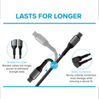 Maplin USB-C to USB-A 60W Braided Cable - Grey - TOYFACTORY