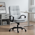 HOMCOM Fabric Office Chair, Computer Desk Chair for Home, Light Grey - TOYFACTORY