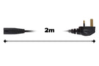 Maplin Power Lead IEC C7 Fig 8 2 Pin Plug to UK 3 Pin Mains Plug - 2m, 3 Amp Fuse - TOYFACTORY