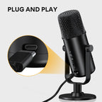 Maono USB-C Desktop Condenser Cardioid Omnidirectional Microphone with Headphone Jack