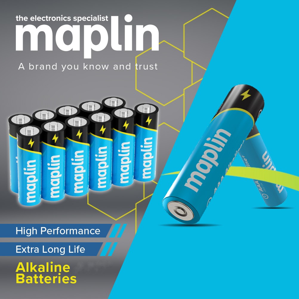 Maplin AAA LR03 1.5V Alkaline Batteries 7 Year Shelf Life High Performance - TOYFACTORY