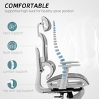 HOMCOM Ergonomic Office Chair Swivel Computer Chair with 3D Armrest Grey - TOYFACTORY