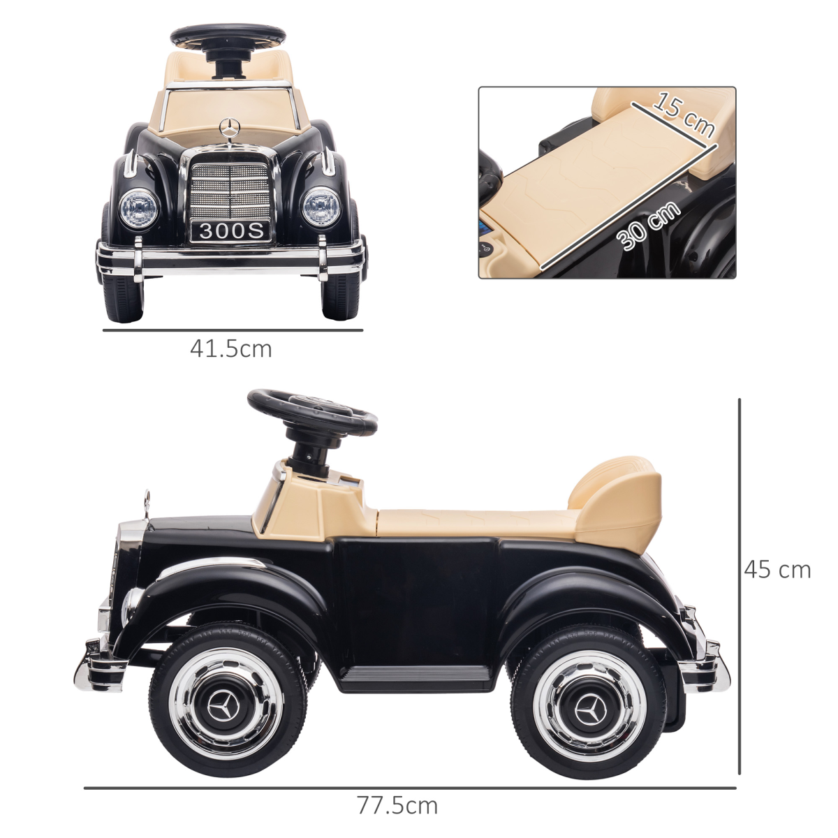 AIYAPLAY Ride on Sliding Car Foot to Floor Mercedes-Benz 300S Licensed for Kids - TOYFACTORY