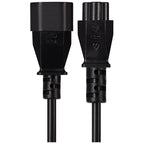 Maplin Power Lead IEC C5 Clover Leaf Plug Female to IEC C14 Male - Black, 1m