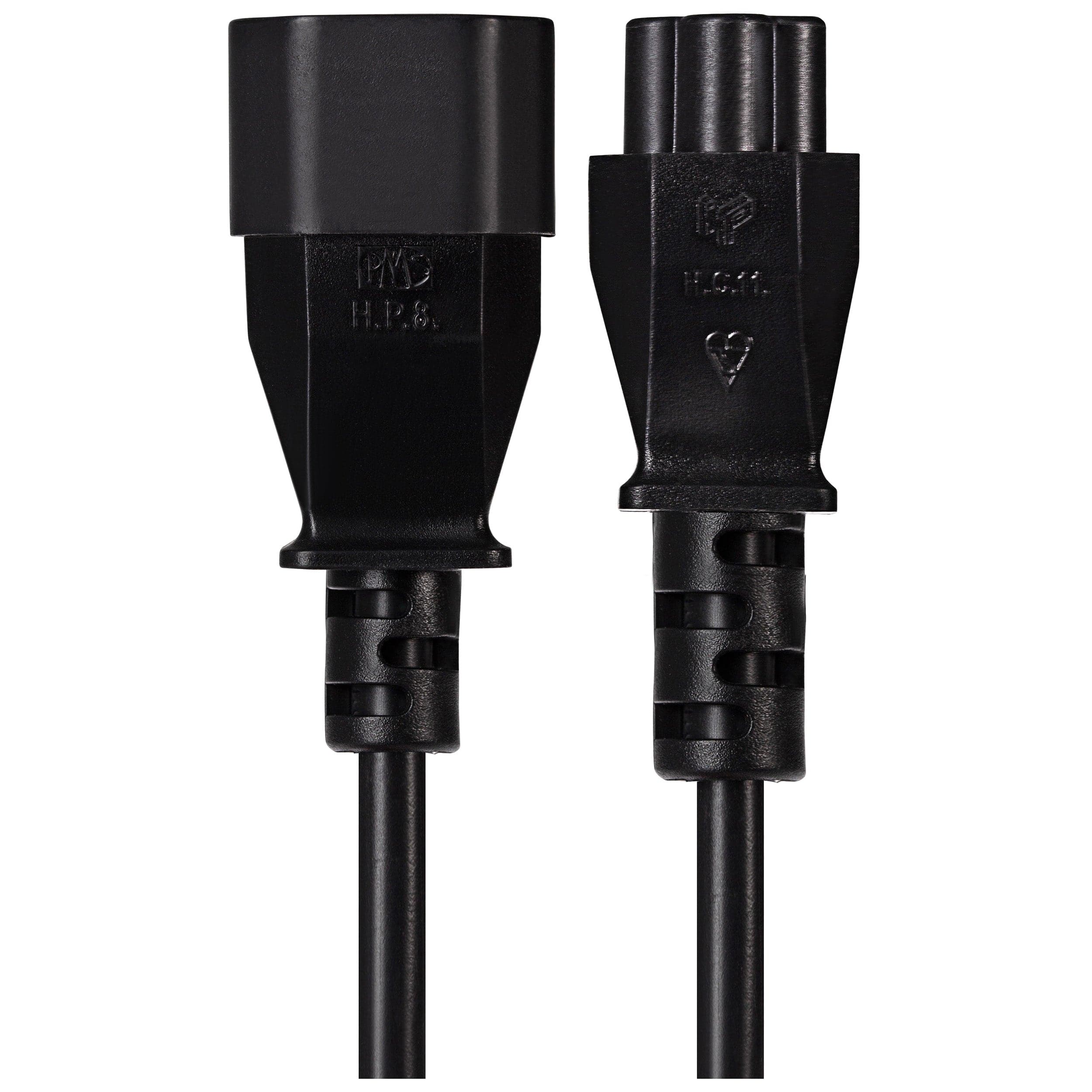 Maplin Power Lead IEC C5 Clover Leaf Plug Female to IEC C14 Male - Black, 1m