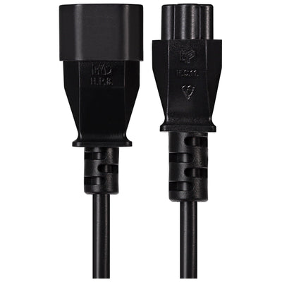 Maplin Power Lead IEC C5 Clover Leaf Plug Female to IEC C14 Male - Black, 1m