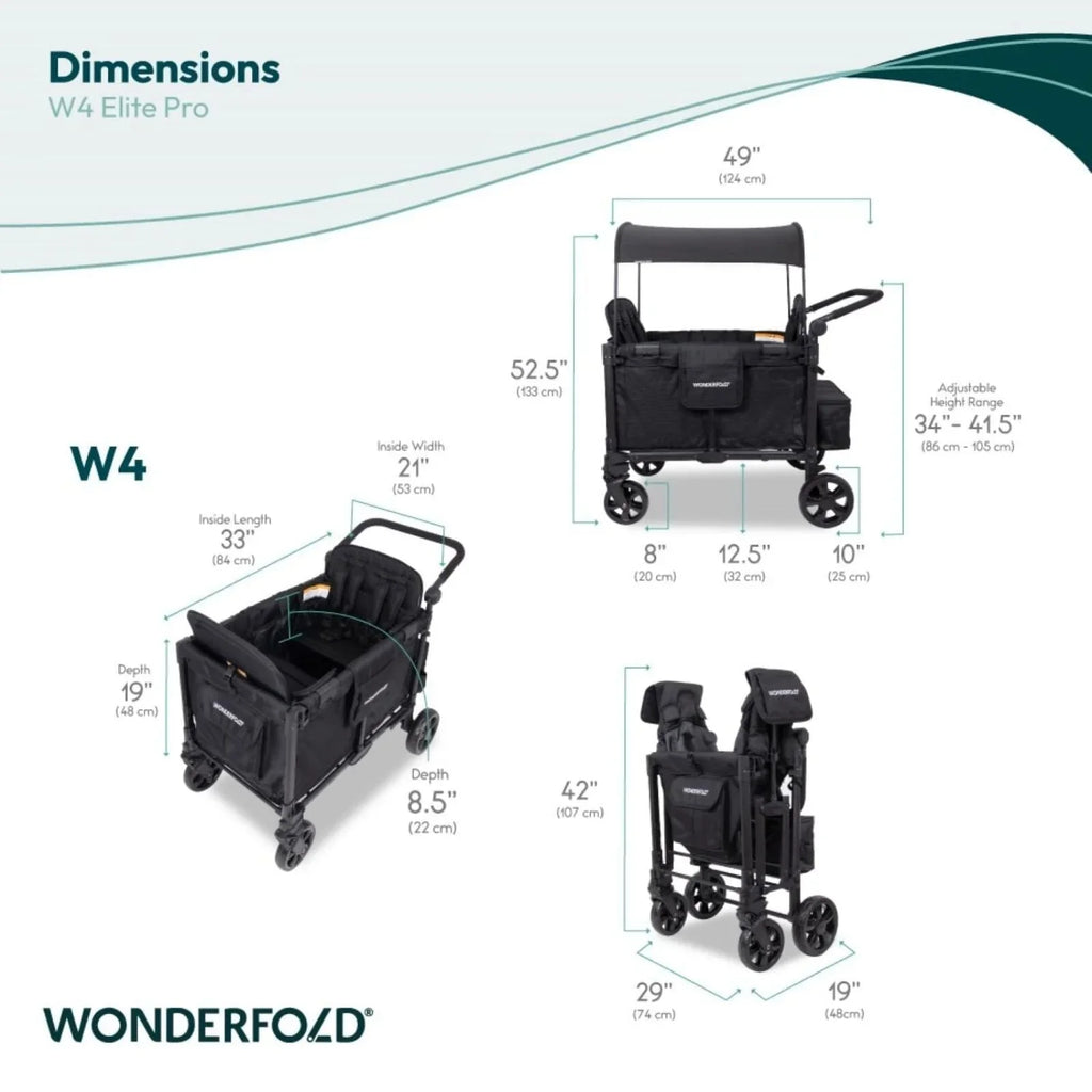 Wonderfold W4 Elite Pro Stroller Wagon - Jet Black