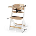 Kinderkraft Enock Wooden Highchair - Wooden White - TOYFACTORY