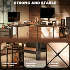 HOMCOM 168cm Reversible L Shaped Desk, 240cm Two Person Desk - TOYFACTORY