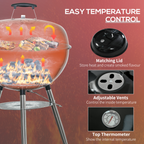 Outsunny Portable Kettle Charcoal Grill BBQ Smoker w/ Cover, Lid, & Thermometer - TOYFACTORY