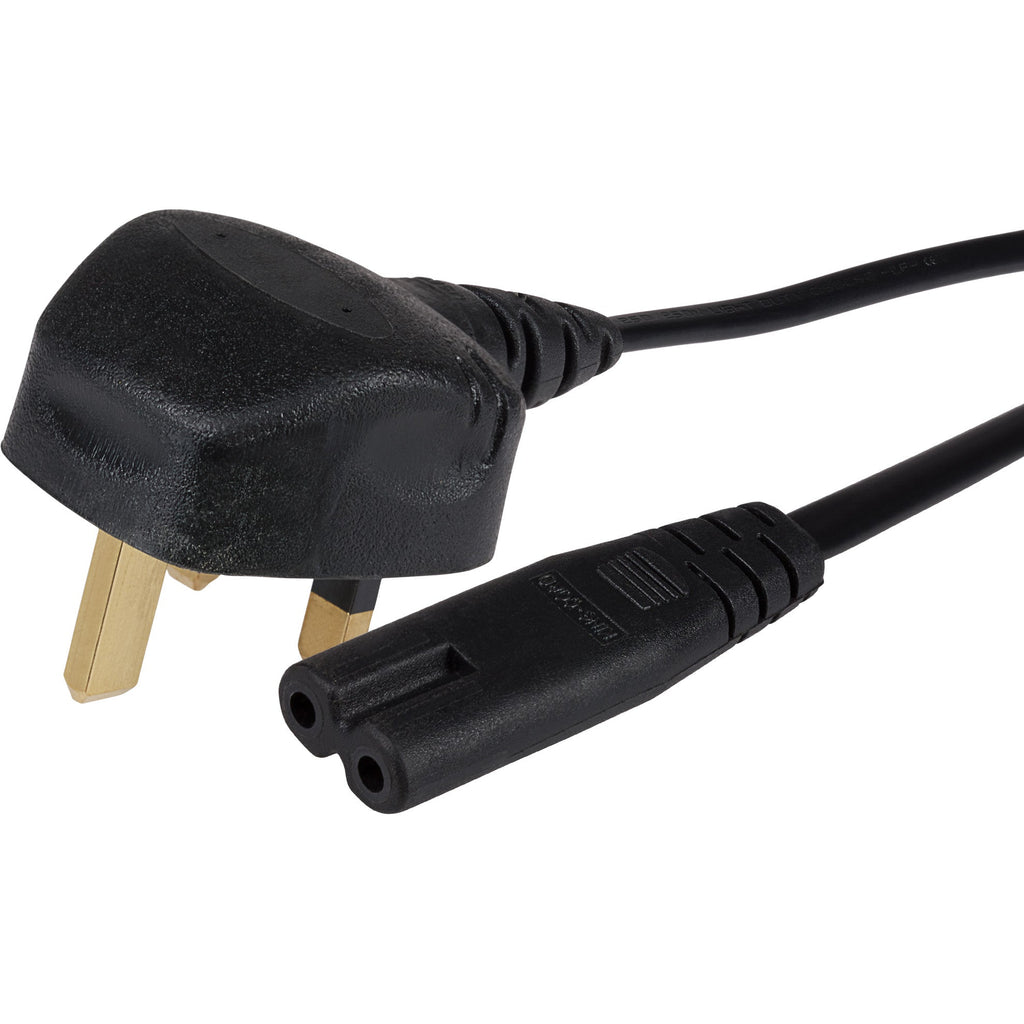 Maplin Power Lead IEC C7 Fig 8 2 Pin Plug to UK 3 Pin Mains Plug - 2m, 3 Amp Fuse - TOYFACTORY