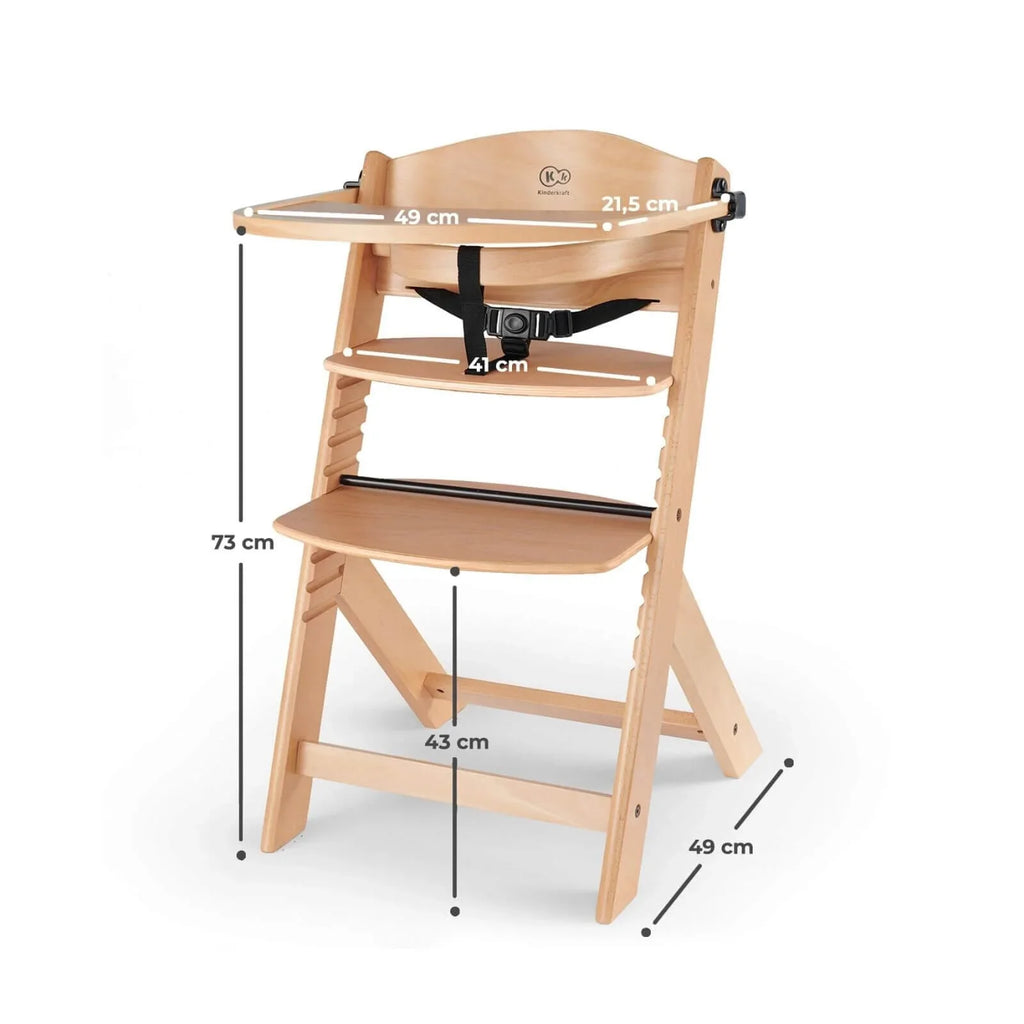 Kinderkraft Enock Wooden Highchair - Wooden Natural - TOYFACTORY