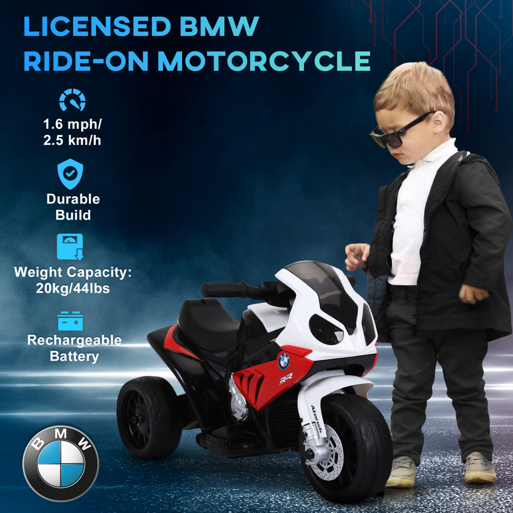 Electric Kids Ride on Motorcycle BMW Liscensed w/ Headlights Music Red - TOYFACTORY