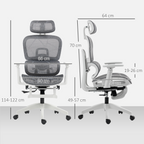 HOMCOM Ergonomic Office Chair Swivel Computer Chair with 3D Armrest Grey - TOYFACTORY