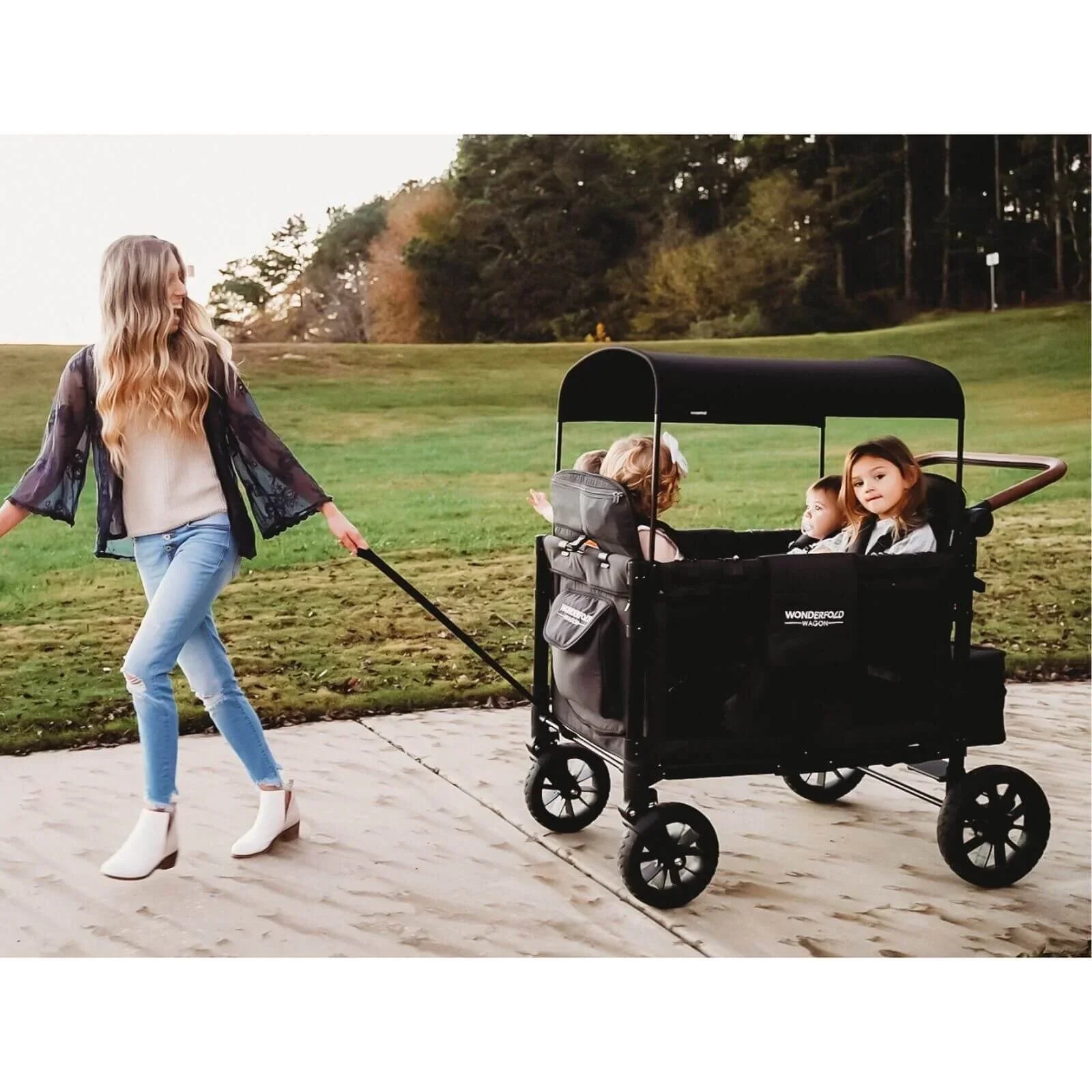 W4 Luxe Quad Stroller Wagon - Volcanic Black