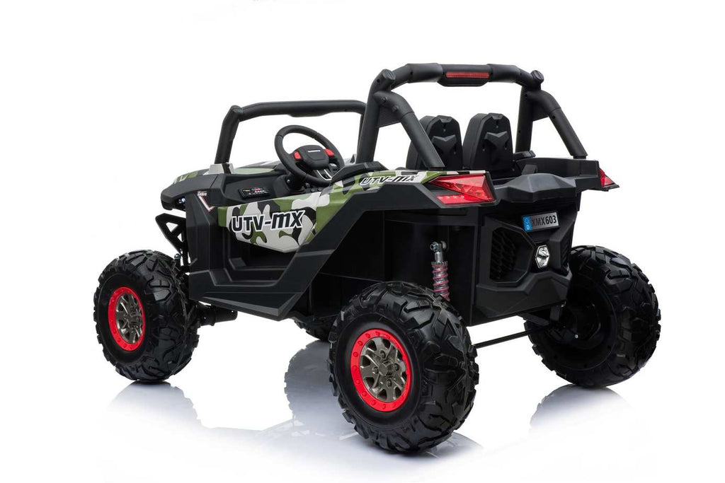 Kids ride-on electric UTV quad toy by Electric Ride On Cars with MP4 player, featuring a colorful design and off-road style.