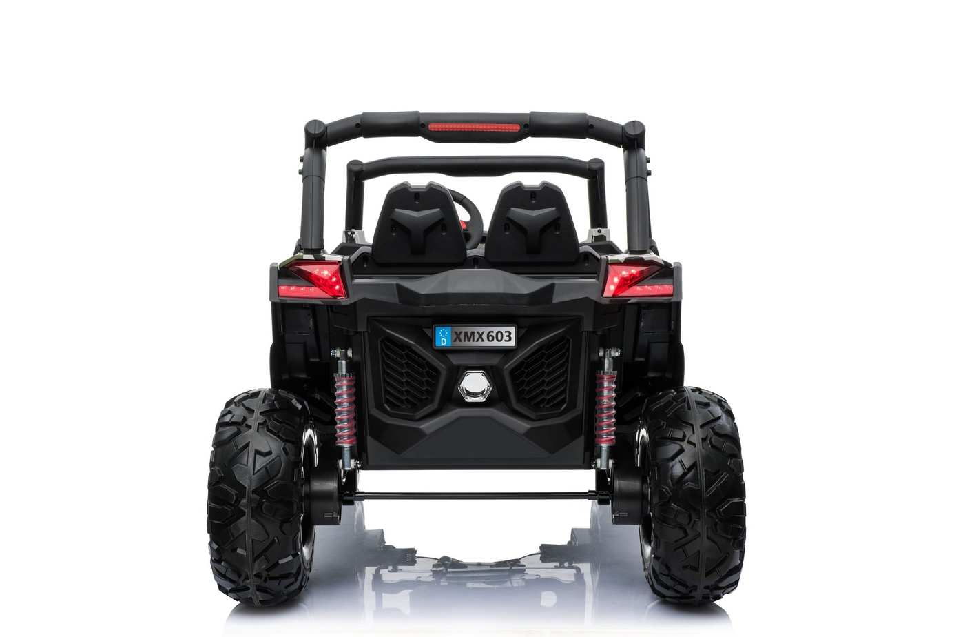 Kids riding a 24V Electric Ride-On UTV Quad by Electric Ride On Cars with MP4 player, off-road style with safety features.