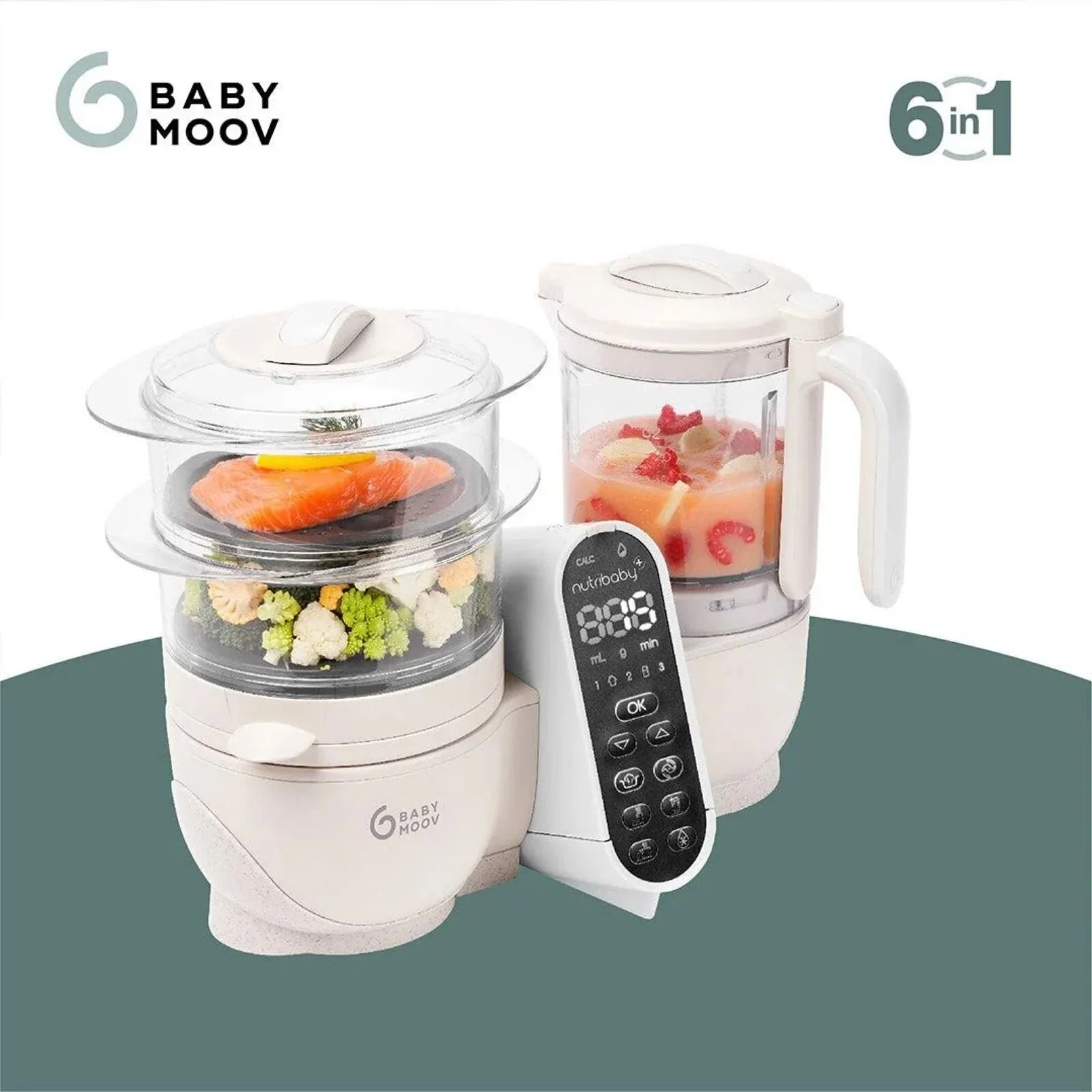 Babymoov Nutribaby (+) 6-in-1 Baby Food Maker - Mineral - TOYFACTORY