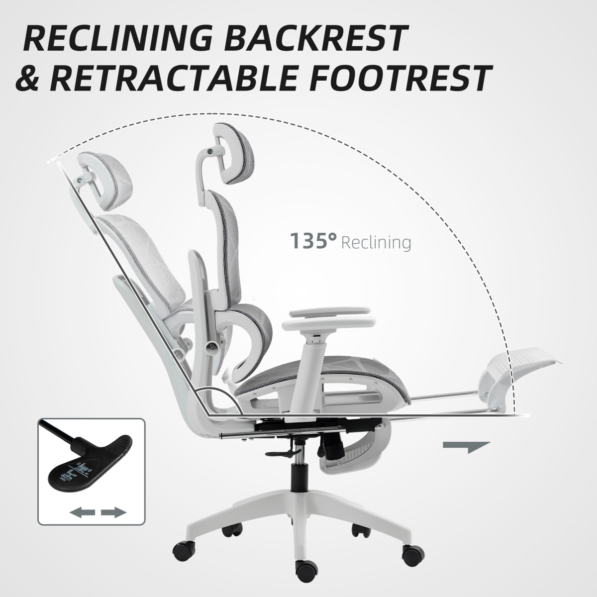 HOMCOM Ergonomic Office Chair Swivel Computer Chair with 3D Armrest Grey - TOYFACTORY