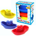 Set of Three Colourful Floating Bath Time Boats for Babies