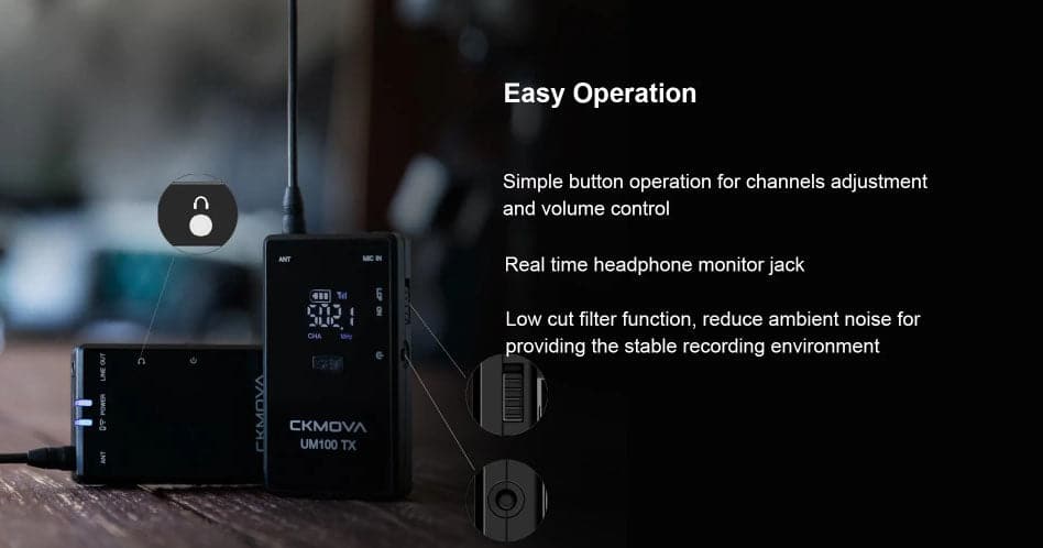 Maplin CKMOVA UM100 UHF Wireless Microphone Kit with 1x Transmitter & 1x Receiver