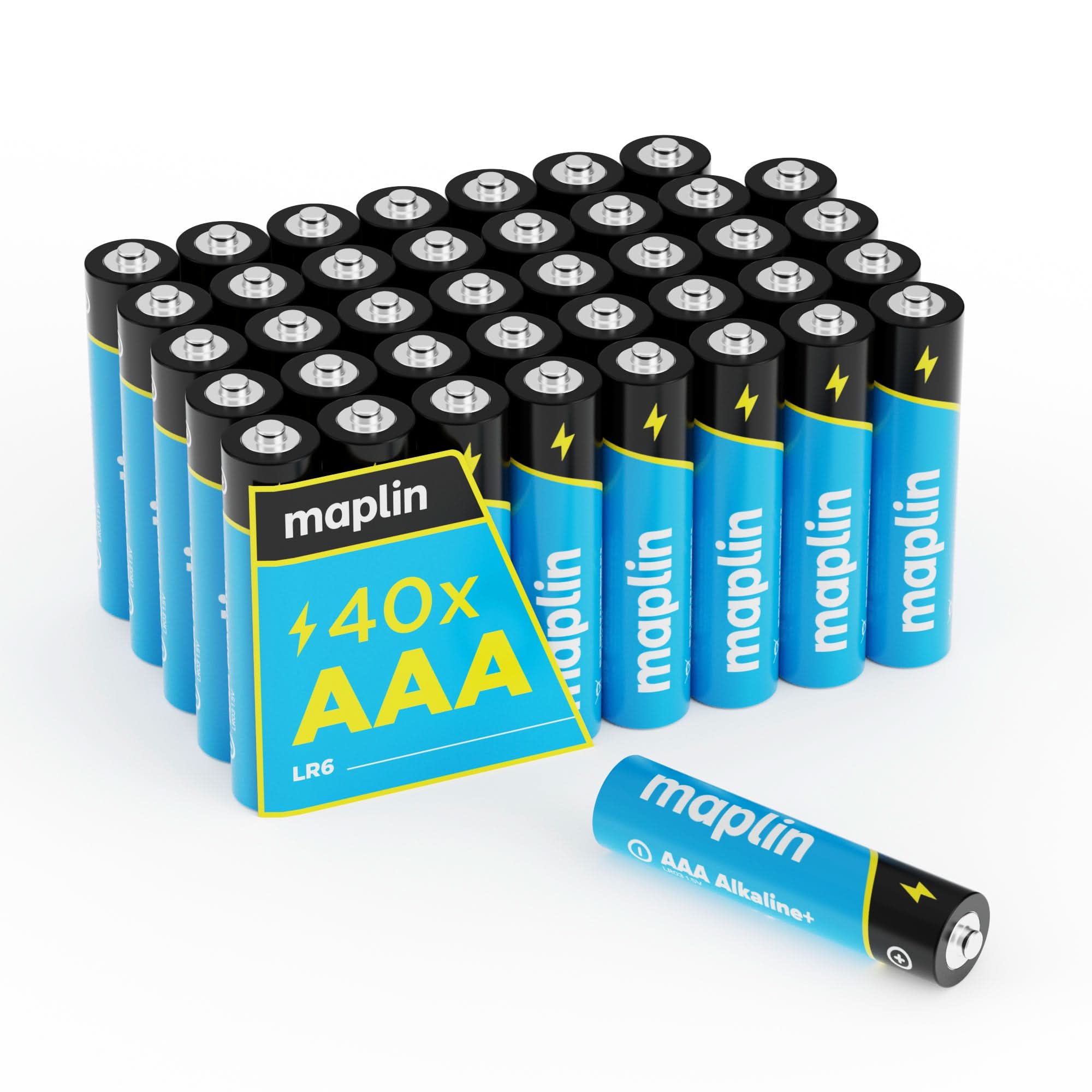 Maplin 40x AAA LR03 7 Year Shelf Life 1.5V High Performance Alkaline Batteries with Universal Battery Tester - TOYFACTORY