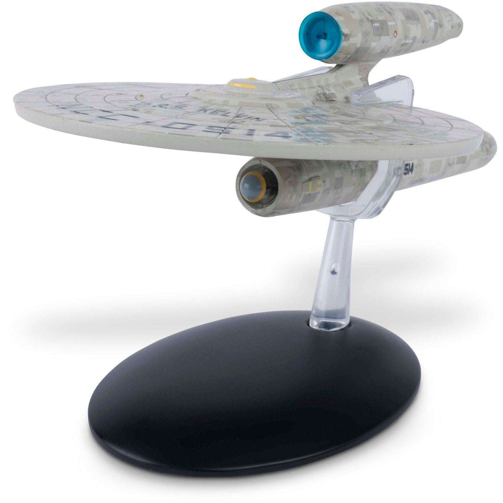 Real Merch Star Trek Kelvin NCC-0514 model die cast ship figurine from Eaglemoss, detailed replica of the Star Trek vessel.