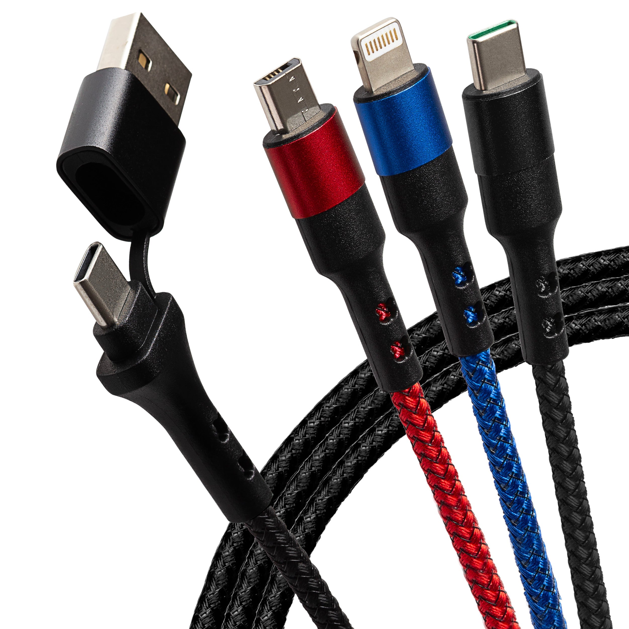Maplin USB-C & USB-A to USB-C / Lightning / Micro USB 3-in-1 Braided Cable - TOYFACTORY