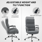 HOMCOM Linen Fabric Office Desk Chair with Tilt Function, Charcoal Grey