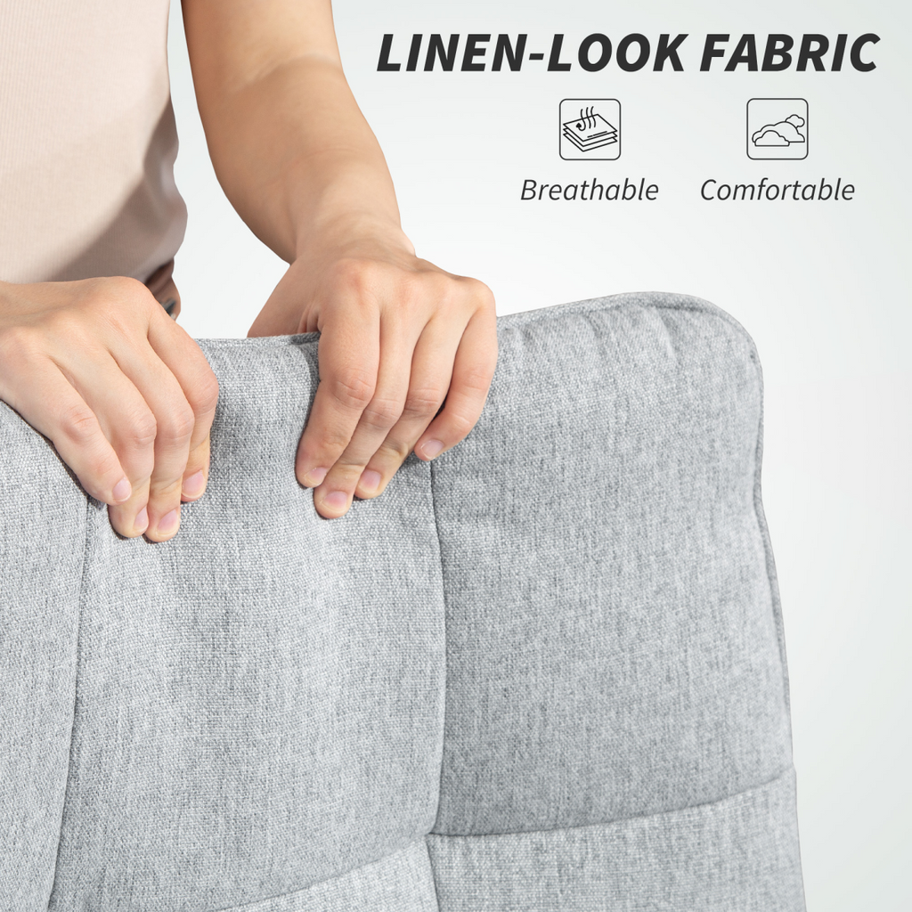 HOMCOM Fabric Office Chair, Computer Desk Chair for Home, Light Grey - TOYFACTORY