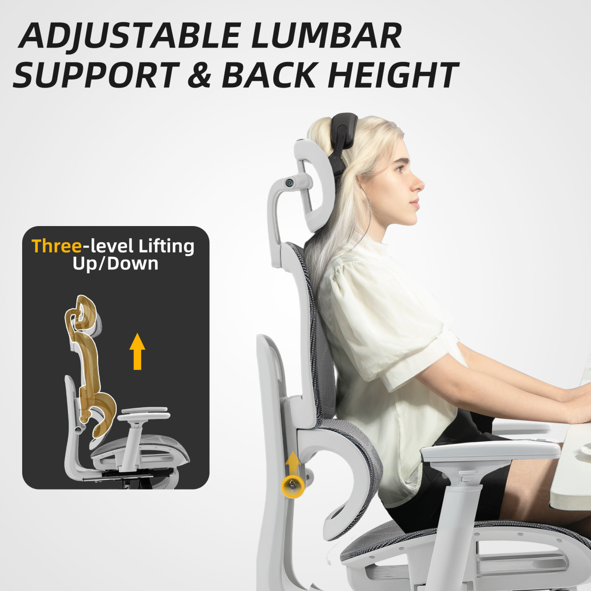 HOMCOM Ergonomic Office Chair Swivel Computer Chair with 3D Armrest Grey - TOYFACTORY