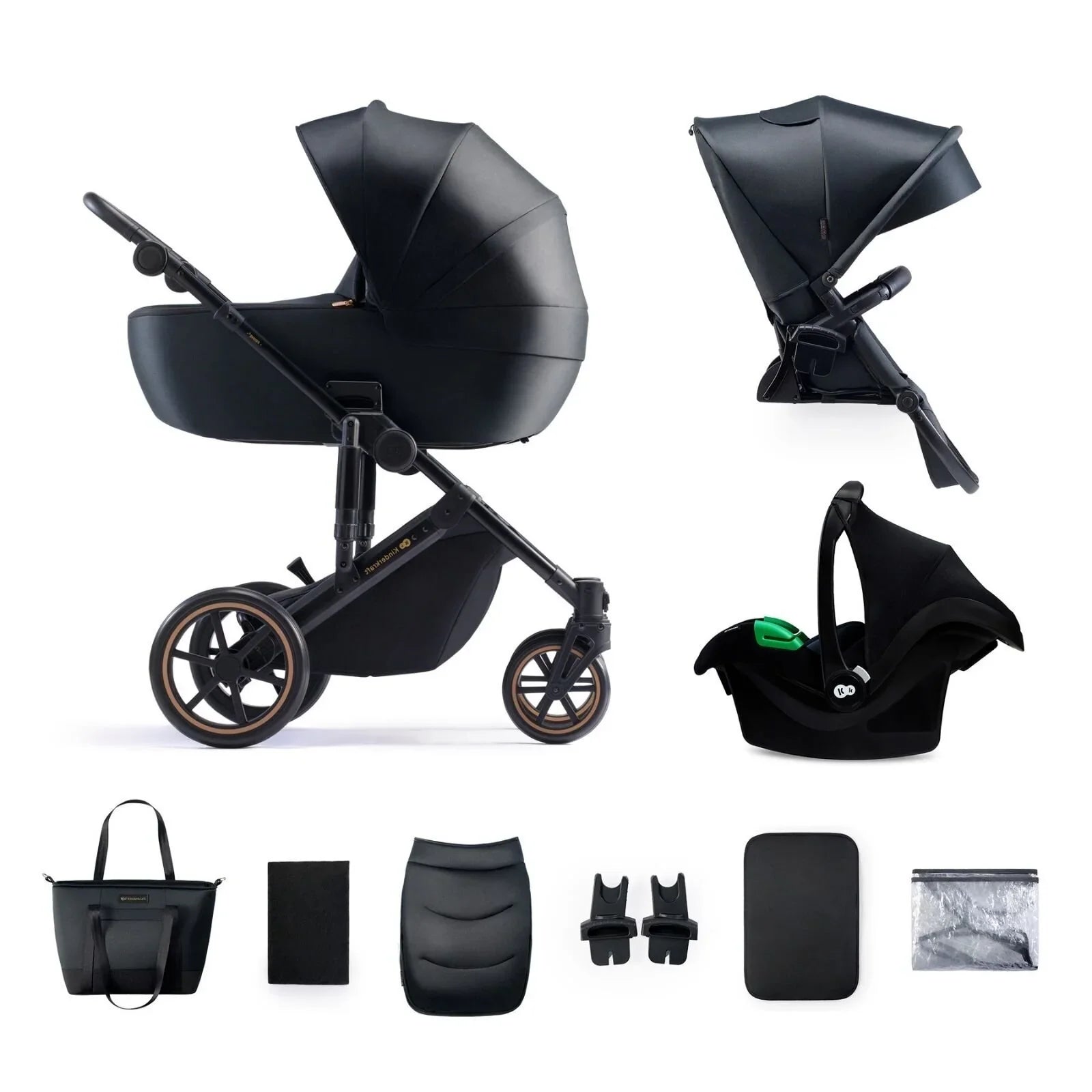 Kinderkraft 3-in-1 Mink Pro Prime 2 Travel System with Car Seat - Venezian Black - TOYFACTORY