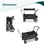 Wonderfold X2R Push & Pull Quad Stroller Wagon - Black